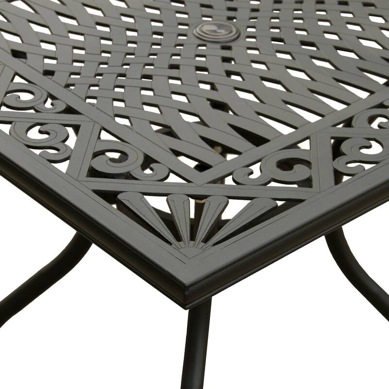 Ornate Outdoor Aluminum Black 37-in Square Patio Dining Table