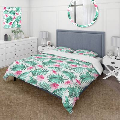 Designart 'Tropical Flower Pattern II' Tropical Duvet Cover Set