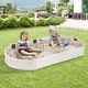 preview thumbnail 3 of 19, Costway 6F Wooden Sandbox with Built-in Corner Seat, Cover, Bottom - See Details White