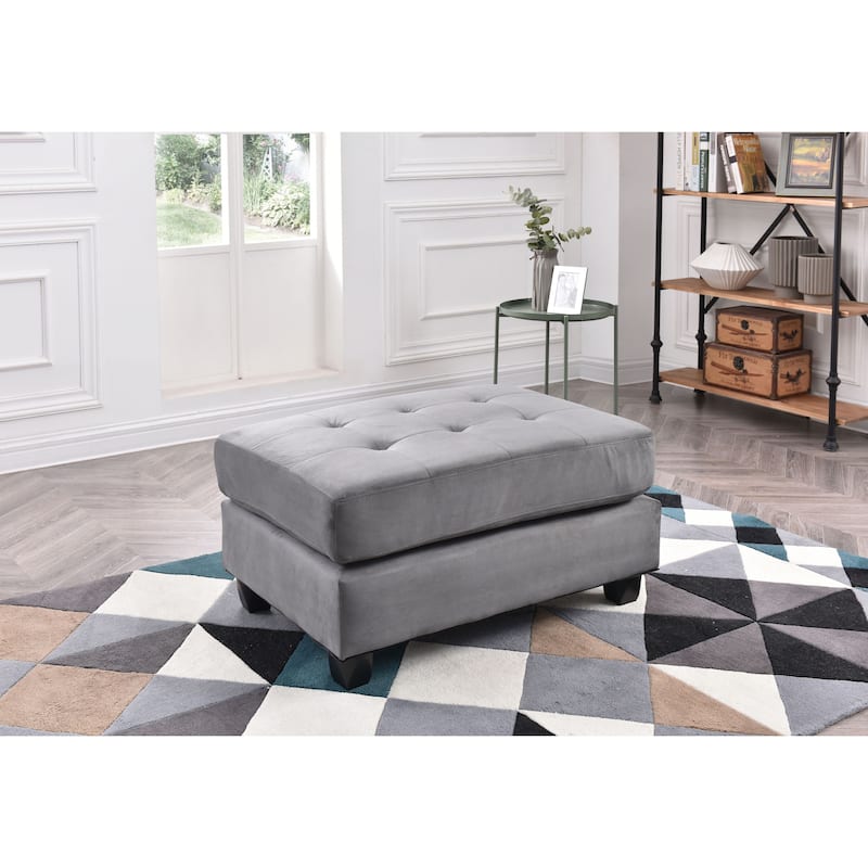 Microsuede Tufted Ottoman - Slate Grey