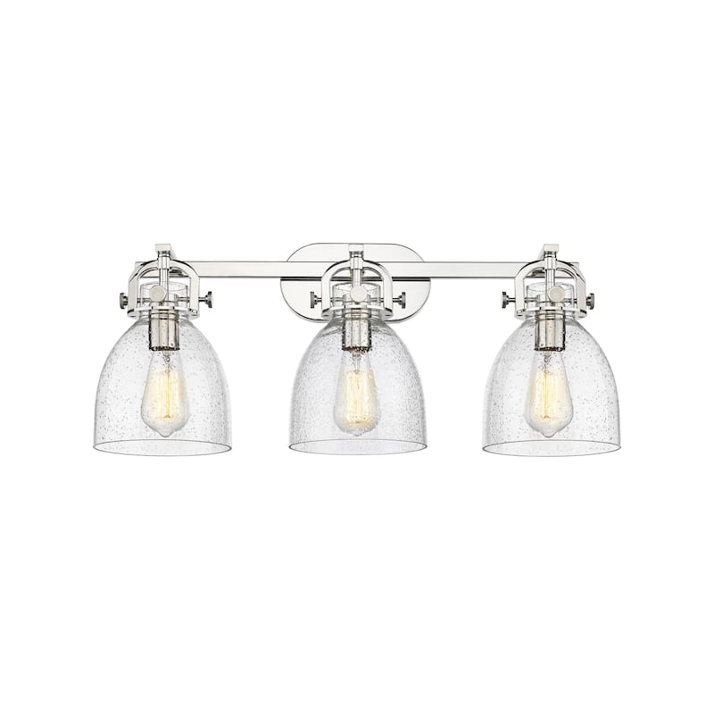 Innovations Lighting 410-3W-12-27 Newton Bell Vanity Newton Bell 3 - Polished Nickel / Seedy