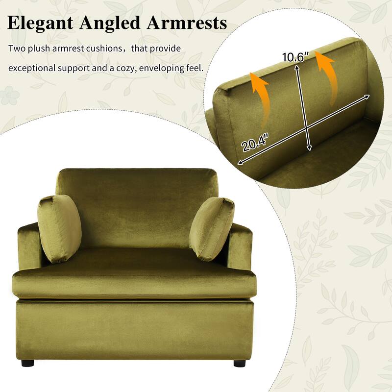 Modern 37" Accent chair with Plastic Legs and Pillows for Living Room
