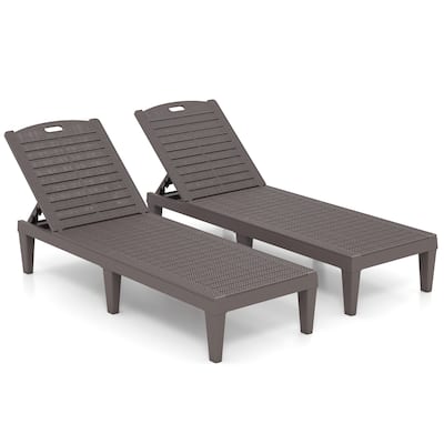 Set of 2 Outdoor Chaise Loungers with Rattan Surface and Adjustable Recline for Patio or Yard - 61.5" x 21.5" x 32.5"
