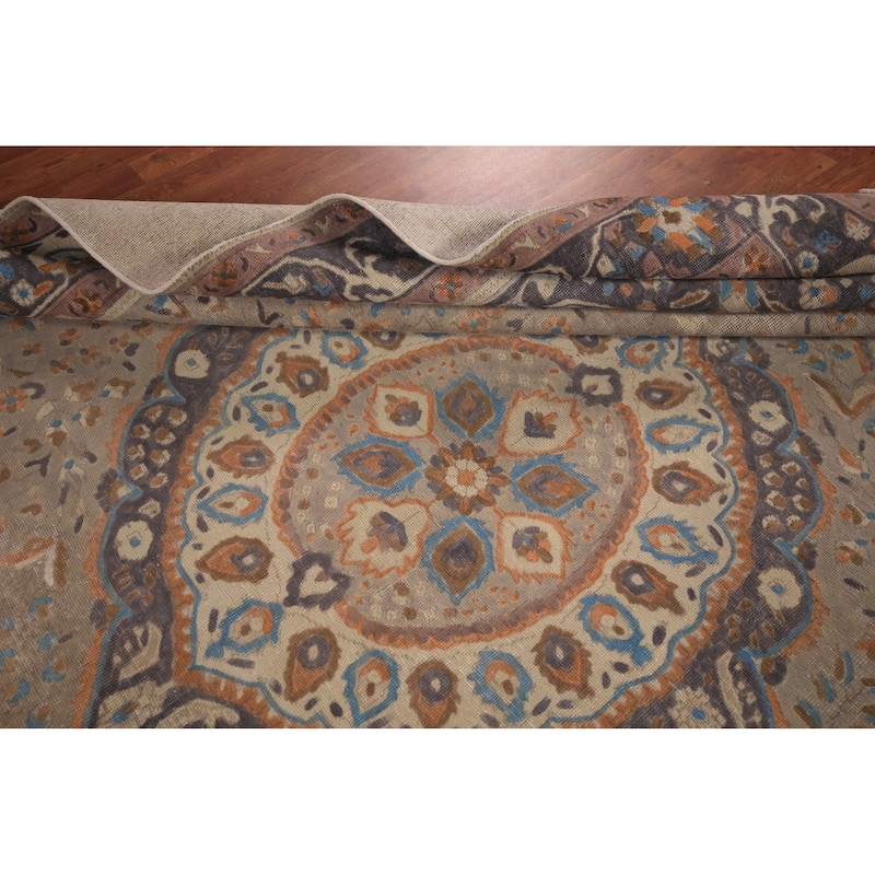 Medallion Tabriz Persian Vintage Area Rug Hand-Knotted Wool Carpet - 9'6" x 12'8"