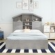 preview thumbnail 56 of 69, Wooden platform bed with house shaped storage headboard and drawers