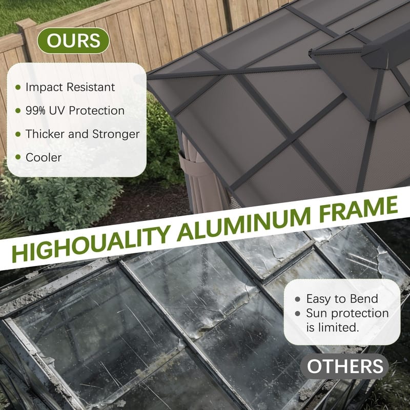 Hardtop Gazebo for Backyard – Permanent Pergola with Netting, Curtains & Double Roof, All-Weather Outdoor Shelter