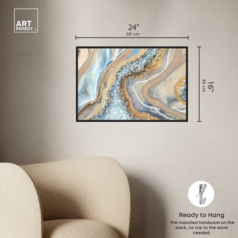 Art Remedy The Luxurious Geode Framed Mineral, Agate & Geode 1 Piece Canvas Wall Art