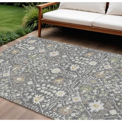 HomeRoots Oriental Traditional Rectangle Outdoor Rug