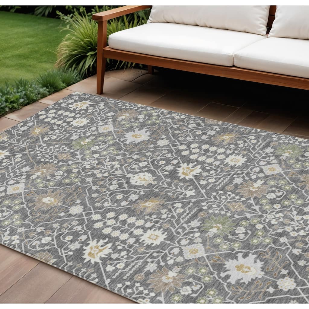 HomeRoots Oriental Traditional Rectangle Outdoor Rug