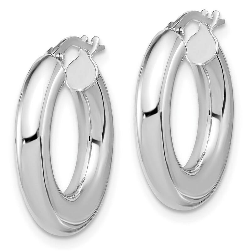 Curata 14k White Gold Polished Tube Hoop Earrings - 23x20.5mm