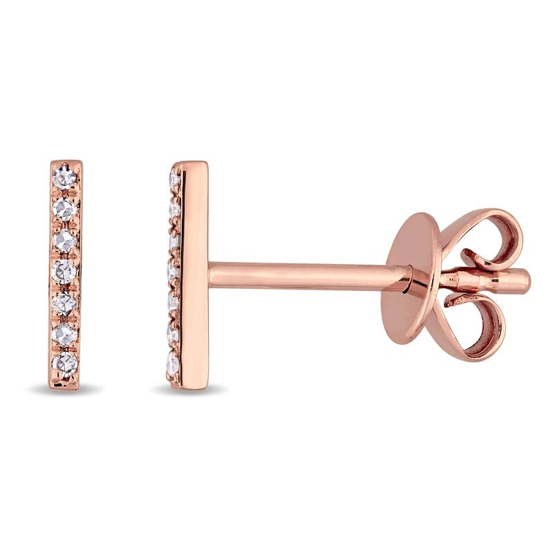 Miadora Diamond Accent Vertical Bar Stud Earrings in 14k Rose Gold