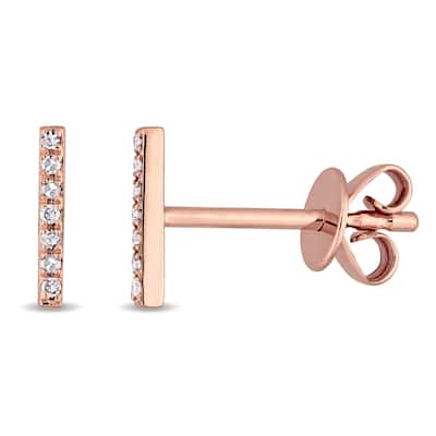 Miadora Diamond Accent Vertical Bar Stud Earrings in 14k Rose Gold