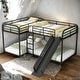 preview thumbnail 1 of 10, L-Shaped Bunk Bed with Slide and Ladder Black
