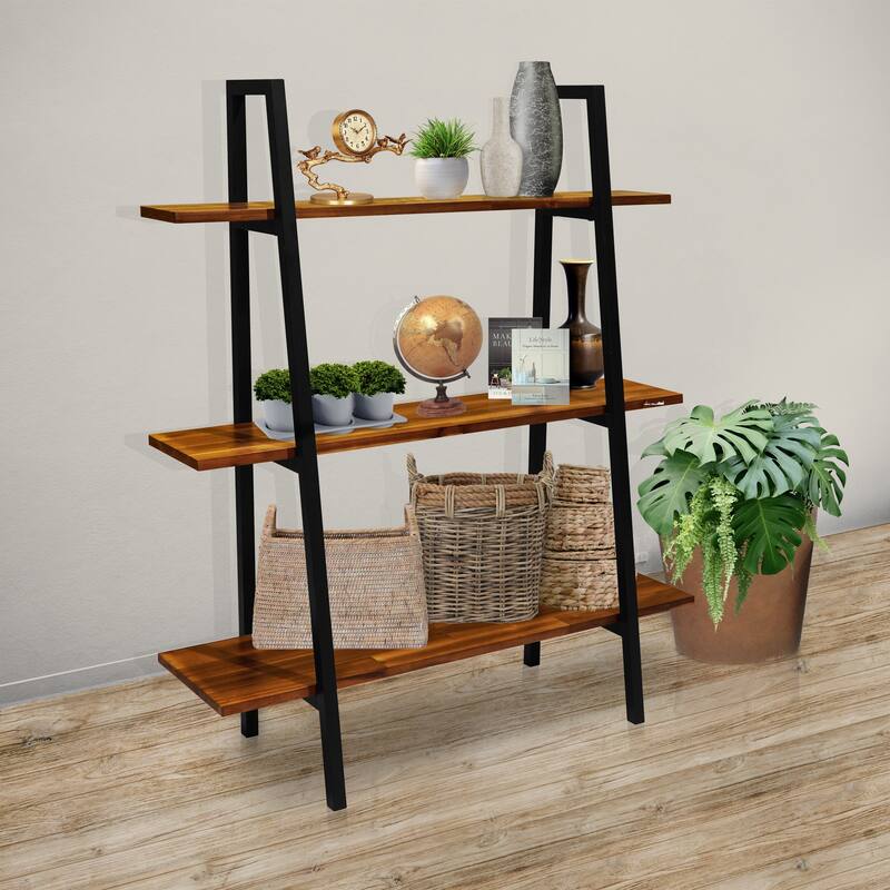 M4H Vejle Solid Wood Three Tier Etagere Bookcase
