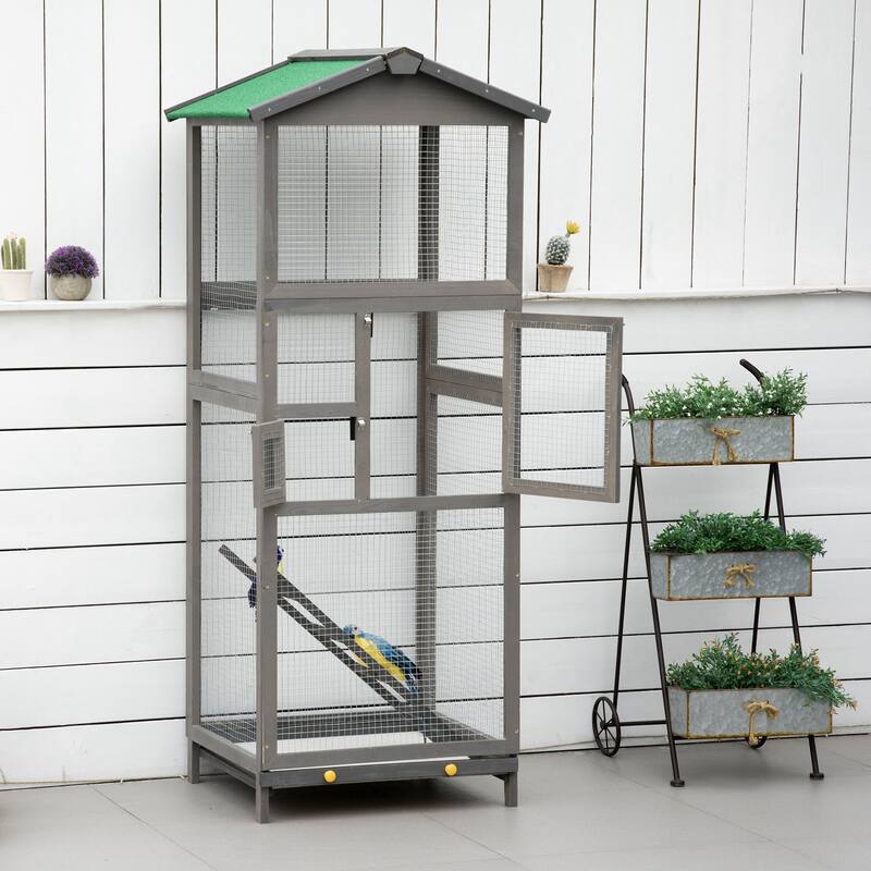 Large Vertical Bird Cage with Strong Wire and Fir Wood Frame