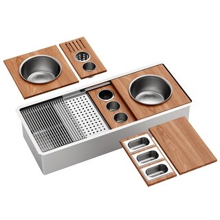 Karran 45" Undermount Single Bowl 16 Gauge Stainless Steel Workstation Kitchen Sink