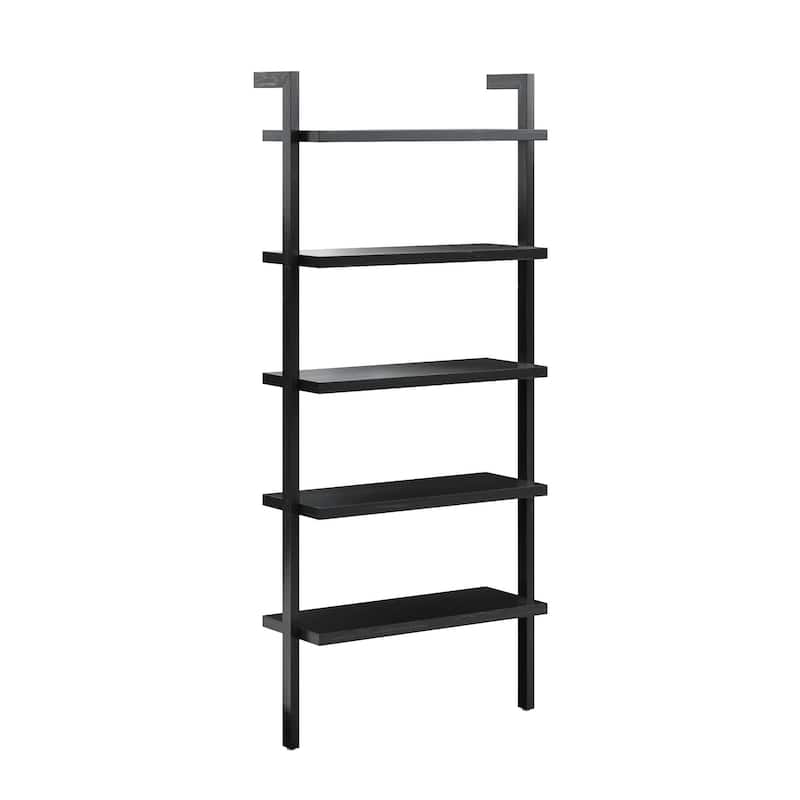 Beacon Boho Rustic 5 Tier Bookshelf, Wall Mounted Solid Wood Bookcase - Set of 3 - Black Oak