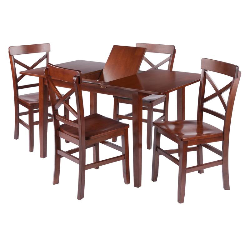 Darren 5-pc Set Dining Table w/X-Back Chairs Walnut Finish