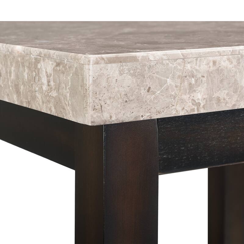 Retro End Table with Marble Top - Living Room Accent Table - Modern Side Table with Shelf - 24