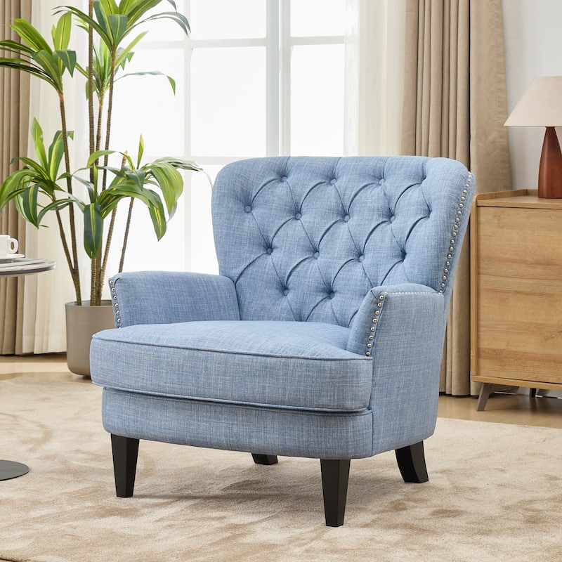 Light Blue Reception Chair Versatile Side Chair Upholstered Lounge Chair Office Chair with Nailhead Trim