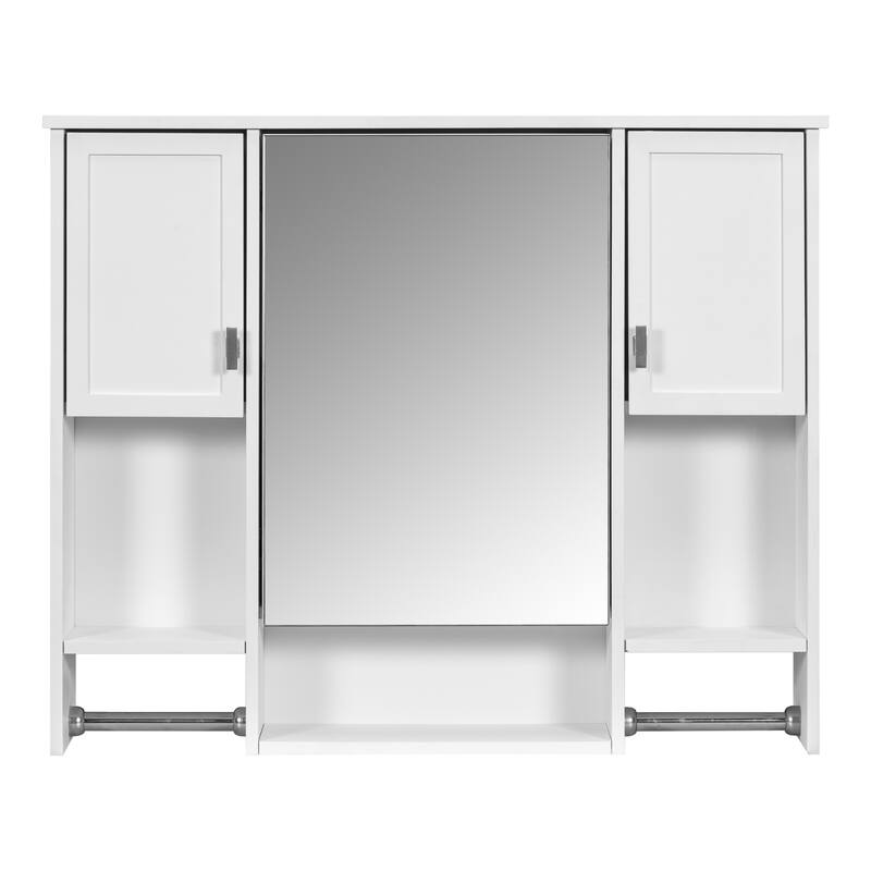Roomfitters 36" Vanity with Sink, Mirror Cabinet and Towel Bar, Storage Unit with 6 Drawers and 2 Doors, Modern Design