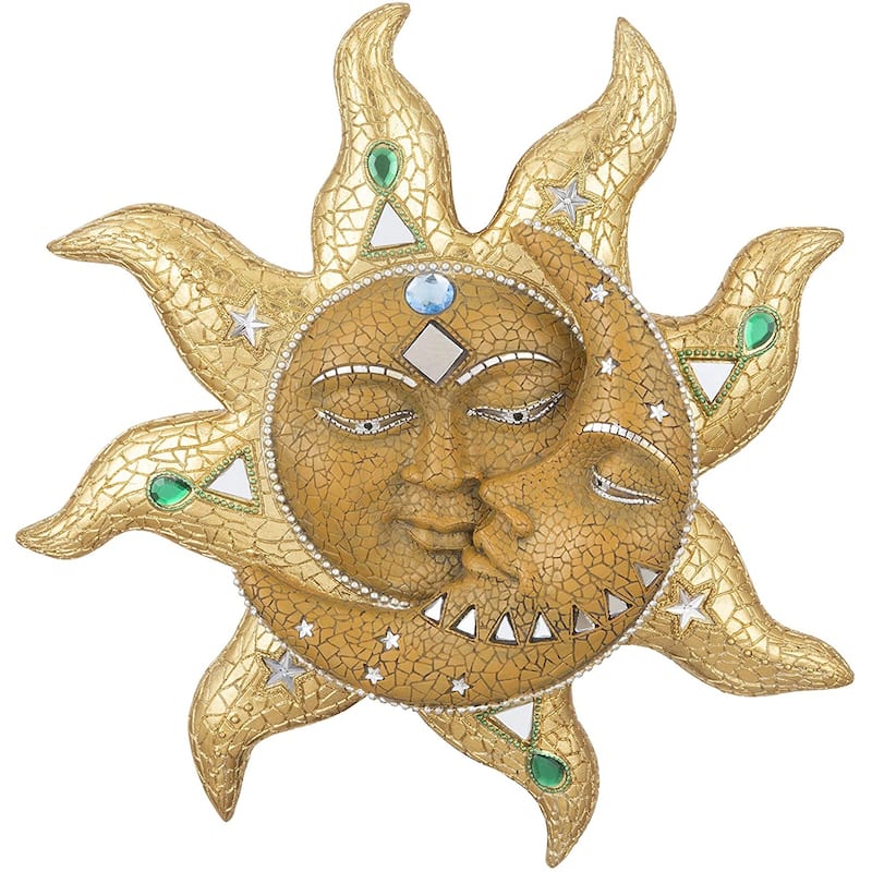 Q-Max Mosaic Sun and Moon Wall Decor - Dark orange - Medium