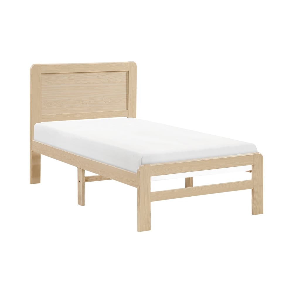 Natural Finish 1pc Platform Bed Frame Contemporary Furniture