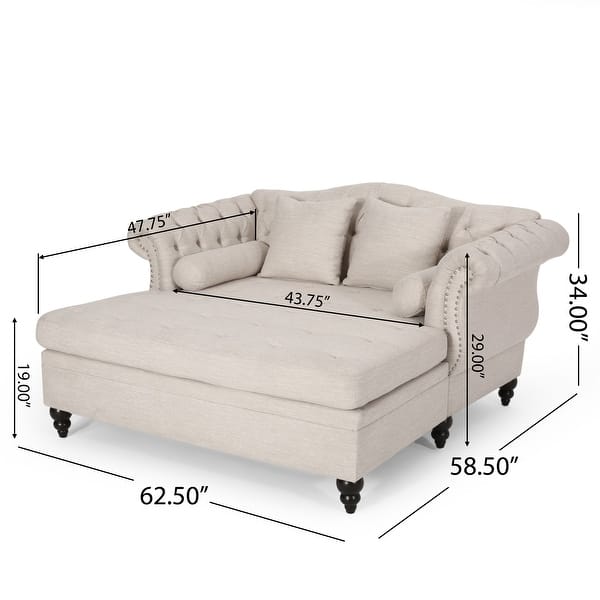 dimension image slide 0 of 4, Wellston Tufted Double Chaise Lounge by Christopher Knight Home - 62.50" L x 58.50" W x 34.00" H