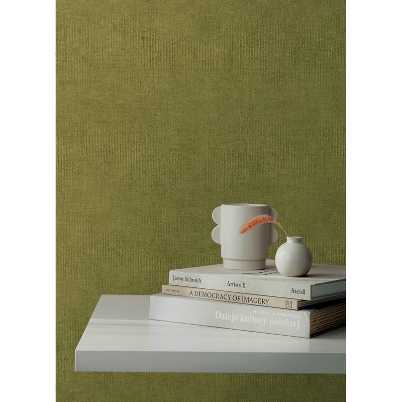 A-Street Prints Nuovo Chartreuse Faux Linen Wallpaper