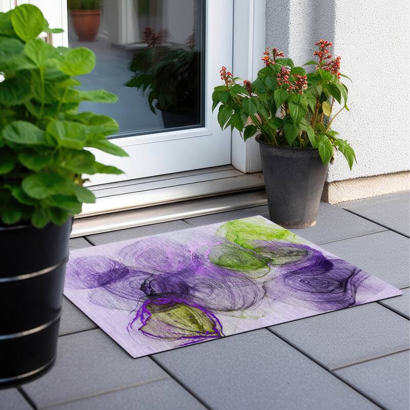 Almisi Artistic Abstract Weather Resistant Blended Style Outdoor Rug