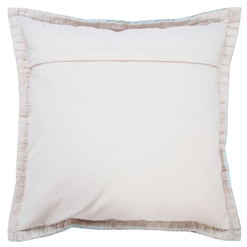 Handwoven Flanged Border Square Throw Pillow - 18" - Pale Blue