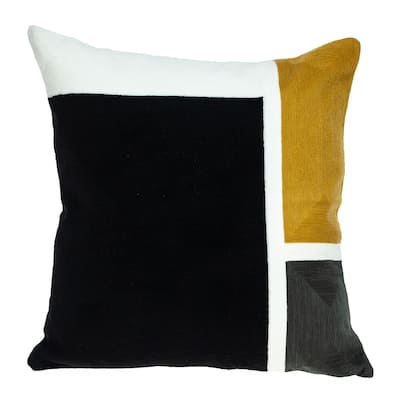 HomeRoots 20" X 20" Black And Yellow Geometric Zippered 100% Cotton Throw Pillow