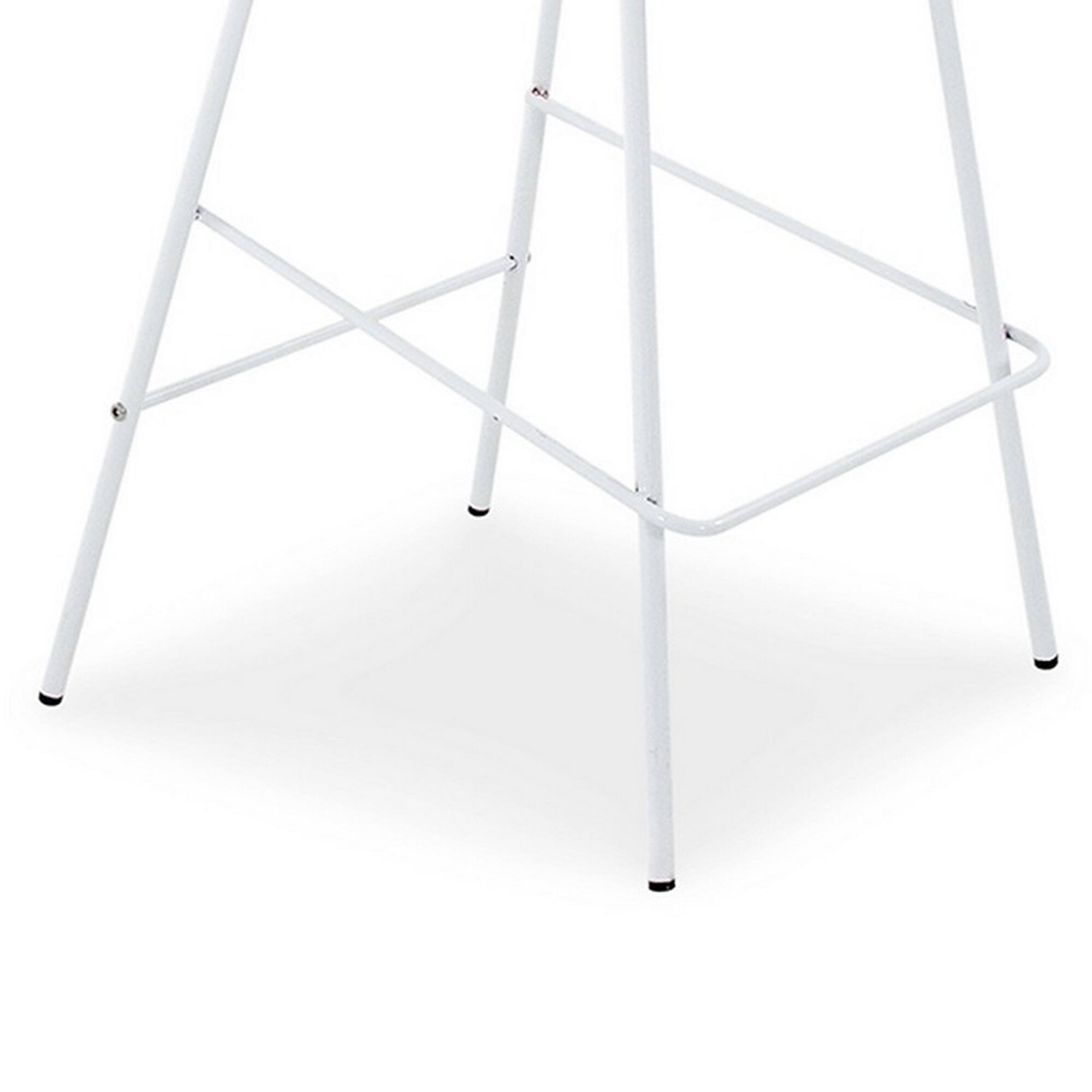 Mira 25 Inch Counter Height Stool, Set of 2, Bucket Seat, White Metal