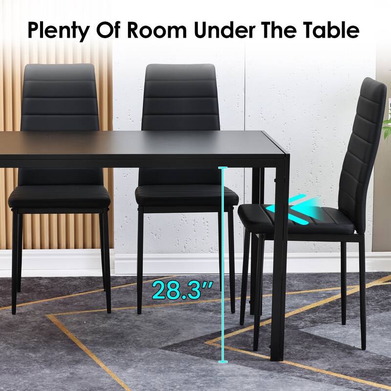 Dining Table for 4-6 Person, 47" Rectangular Wooden Dining Table Top and Metal Frame for Home Kitchen Dining Desk - Black