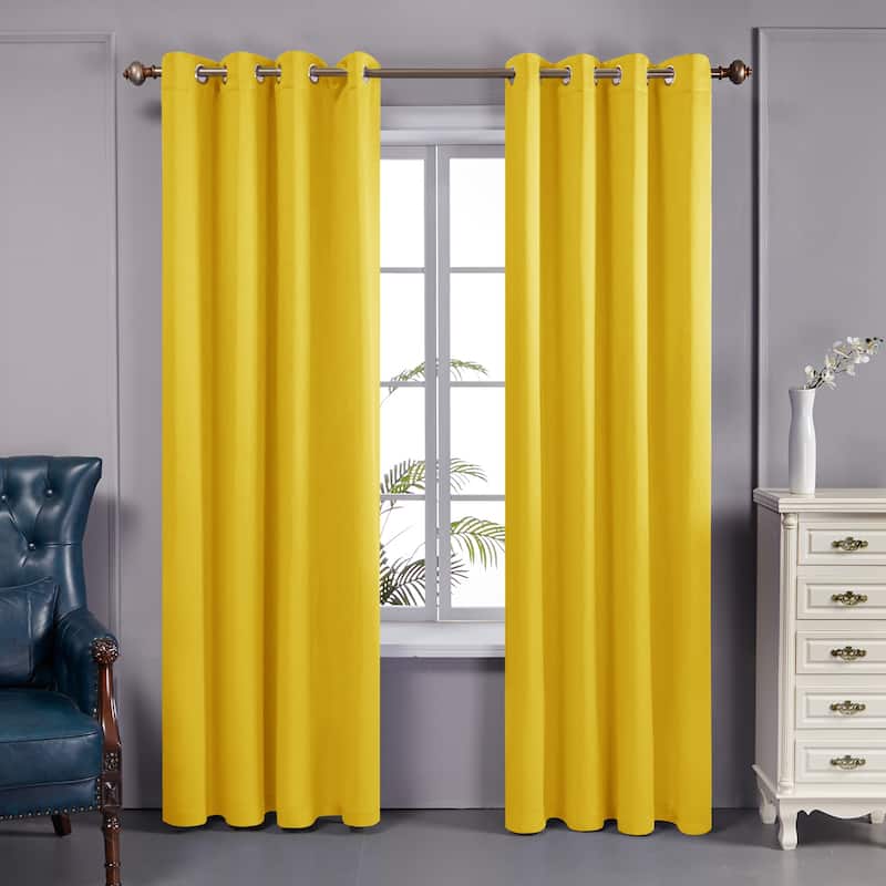 Deconovo 100 Percent Blackout Double Layers Lined Curtain (2 Panel)