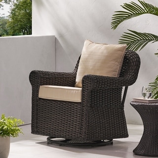 Amaya Outdoor Wicker Cushioned Swivel Rocking Chair by Christopher Knight Home