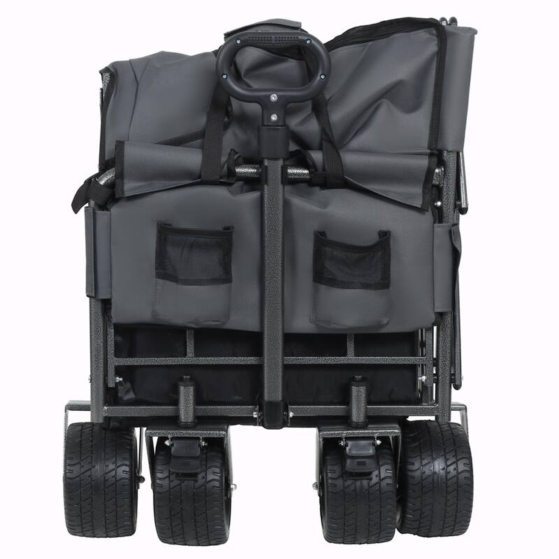 3-in-1 Convertible Folding Wagon Cart with Bench Seat & Storage - 500lbs Heavy-Duty Utility Wagon, 180L Capacity