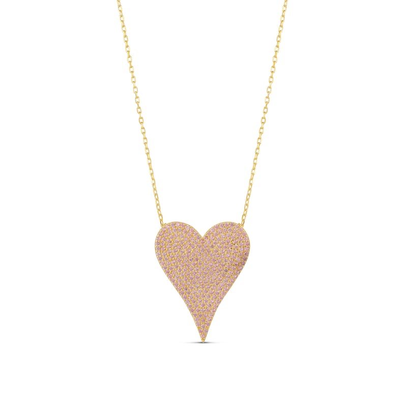 SHYMI Large Pave Heart - Light Pink & Gold