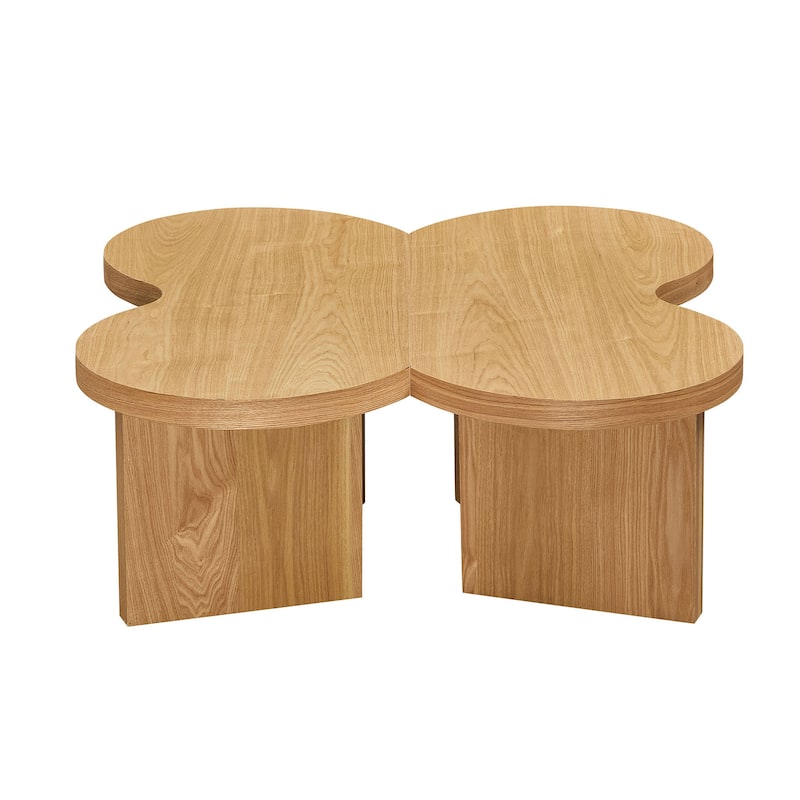 Modern Butterfly Shaped MDF Coffee Table for Living Rooms, Bedrooms, Offices - Natural