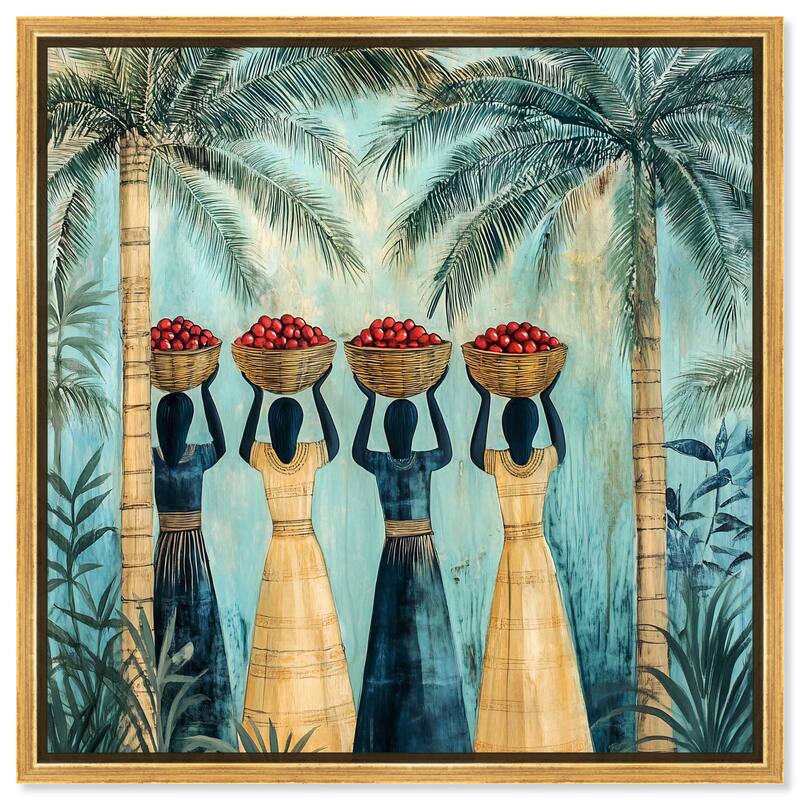 Walk Under Palms Canvas by Art Remedy - Gold - 12" x 12"