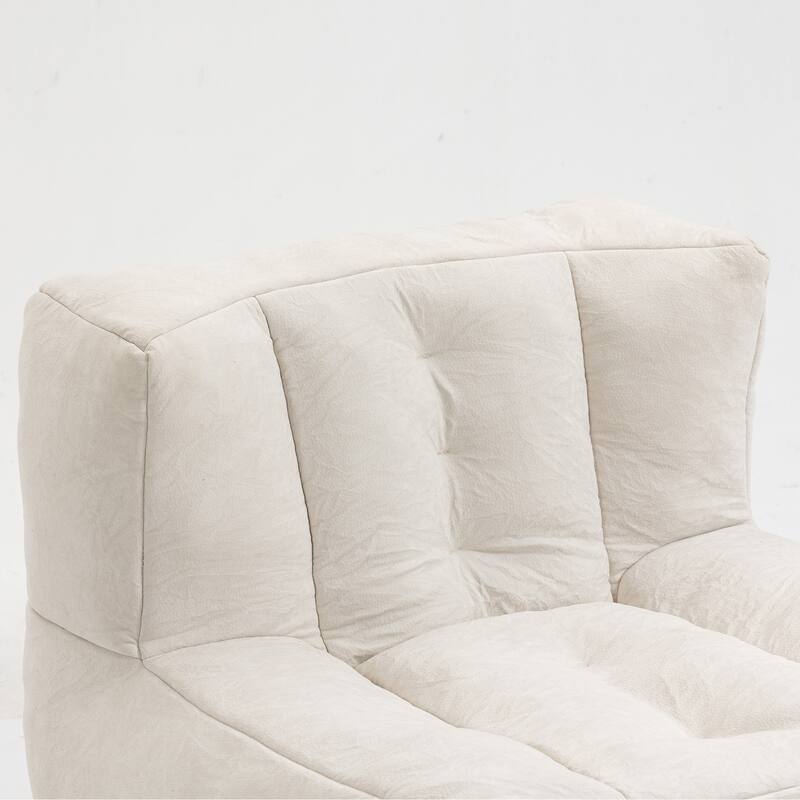 Velvet Floor Bean Bag Lounge Recliner Chair & Ottoman Set