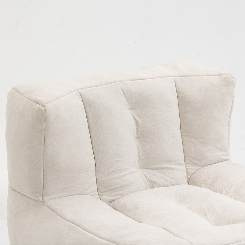 White 38.5" Velvet Accent Chair with Ottoman