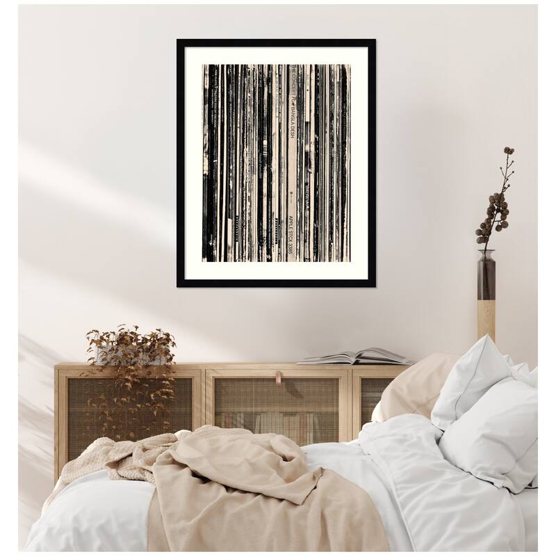 Kate and Laurel 33 RPM Black and White by Robert Cadloff Framed Wall Art Print