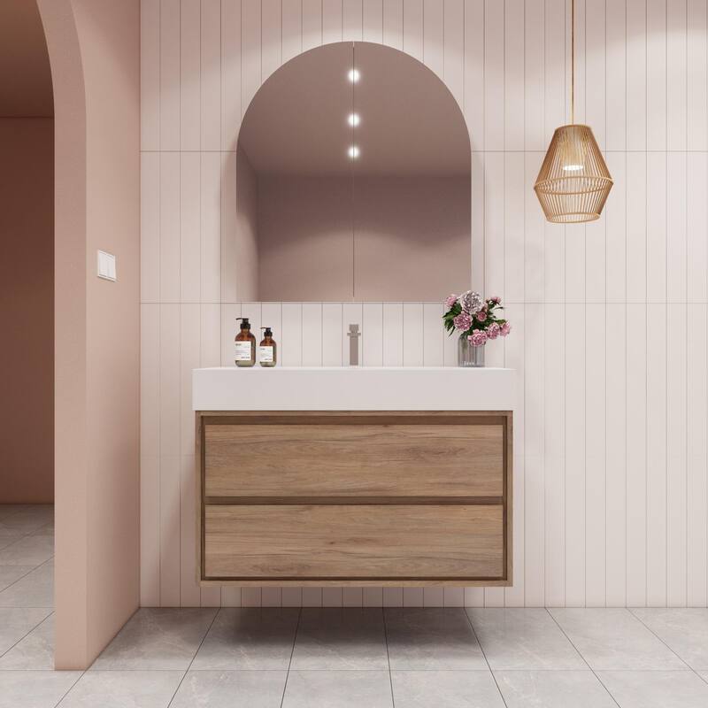 Victoria 42" Wall Mounted Modern Vanity with Acrylic Sink