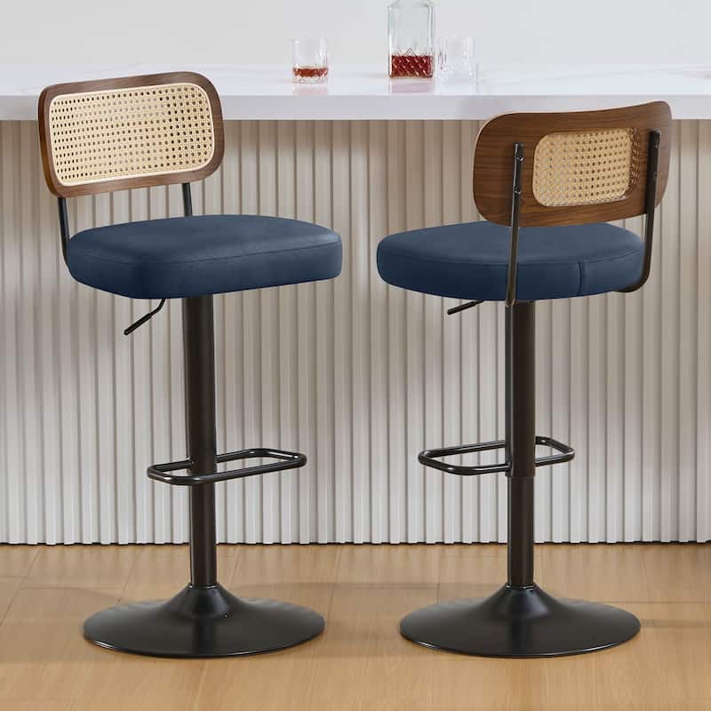 Adjustable Height Swivel Bar Stools with Back and Footrest - 17.7"W x 15.75"D x 35"-42.9"H