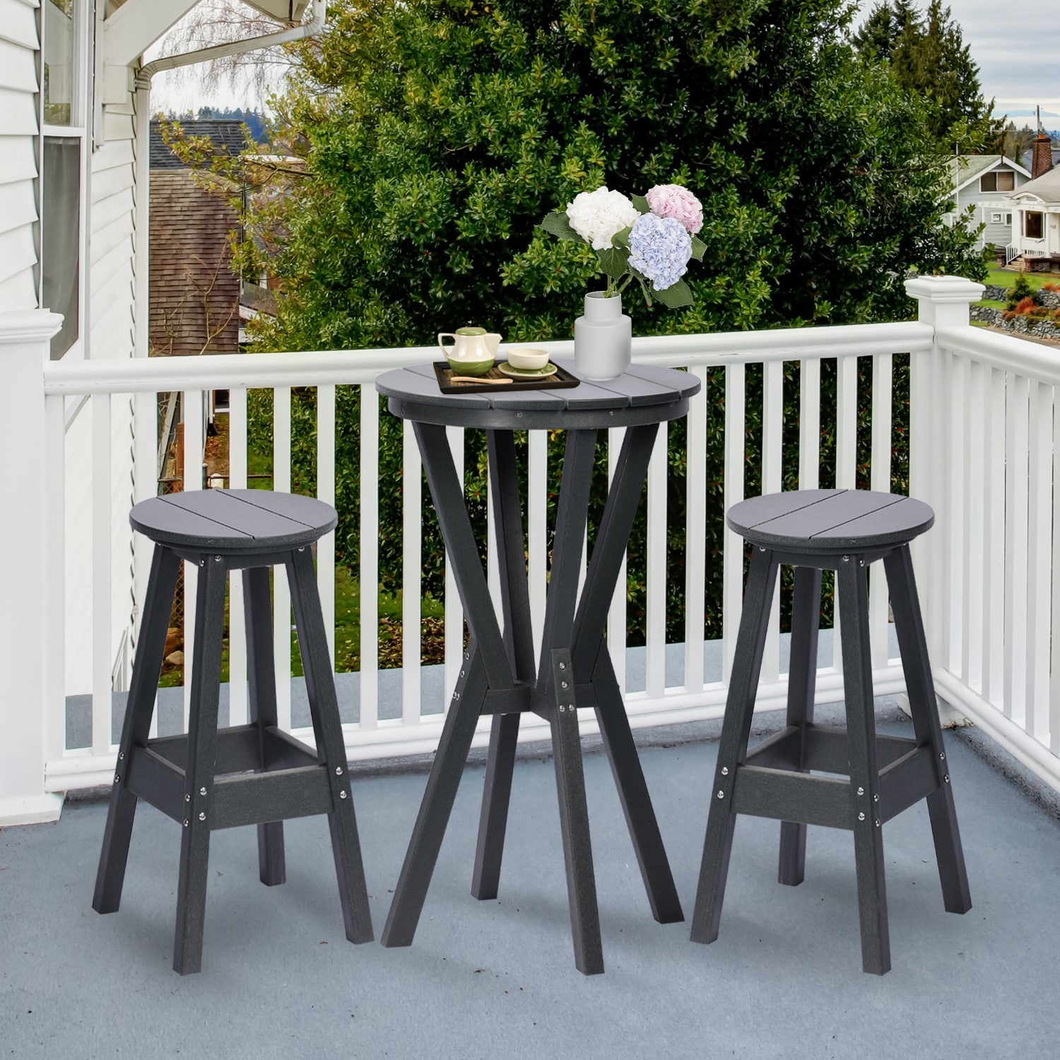 Aoodor 3-Piece Bar Table Set, Bar Height Table with Bar Stools