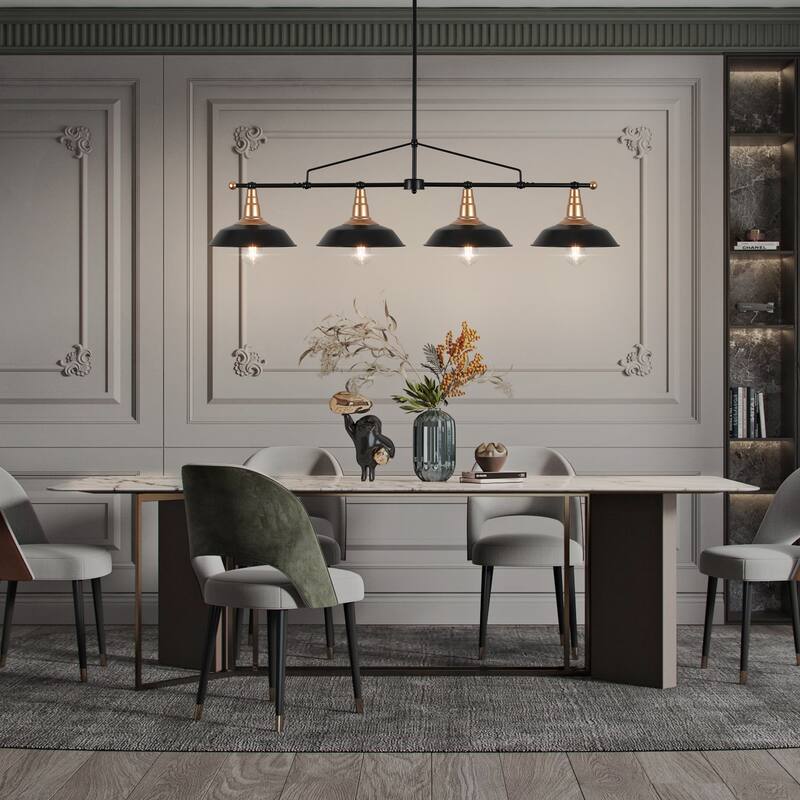 4/5-Light Industrial Linear Bowl-shaped Chandelier Lighting over Kitchen Table