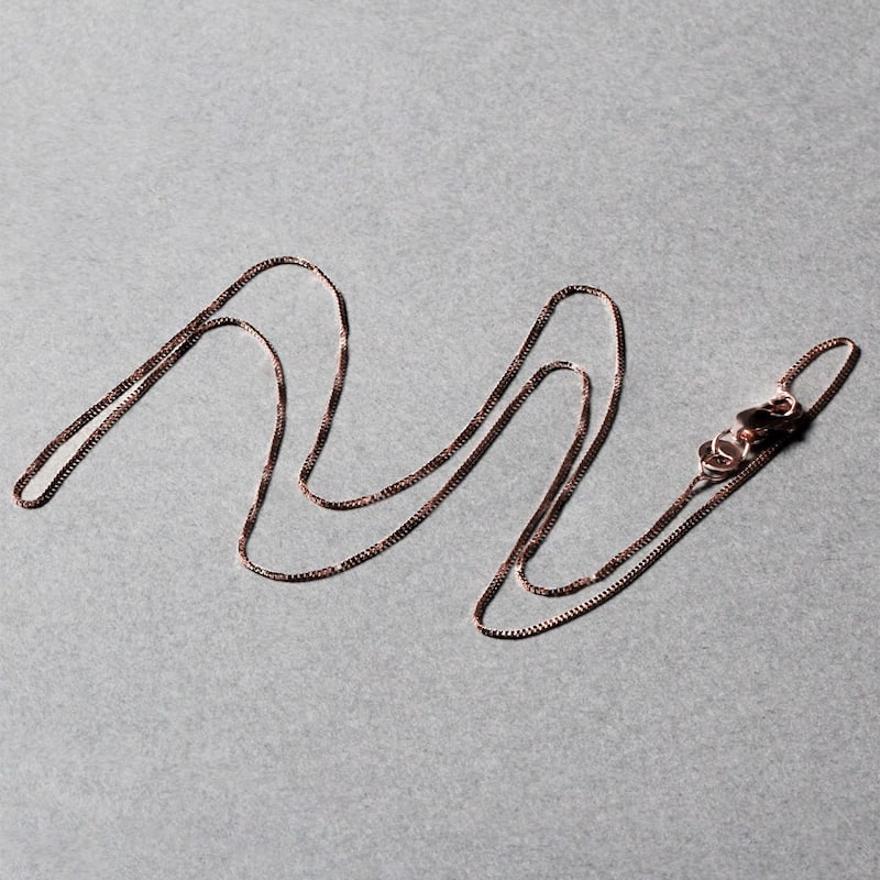 MayaMila 14k Solid Rose Gold Classic Box Chain Necklace 0.4mm