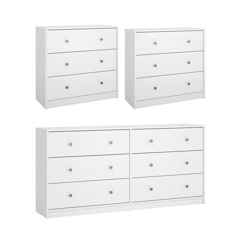 Porch & Den Zoe 3-Piece Bedroom Set - 6 Drawer Double Dresser And Chest Set Of 2