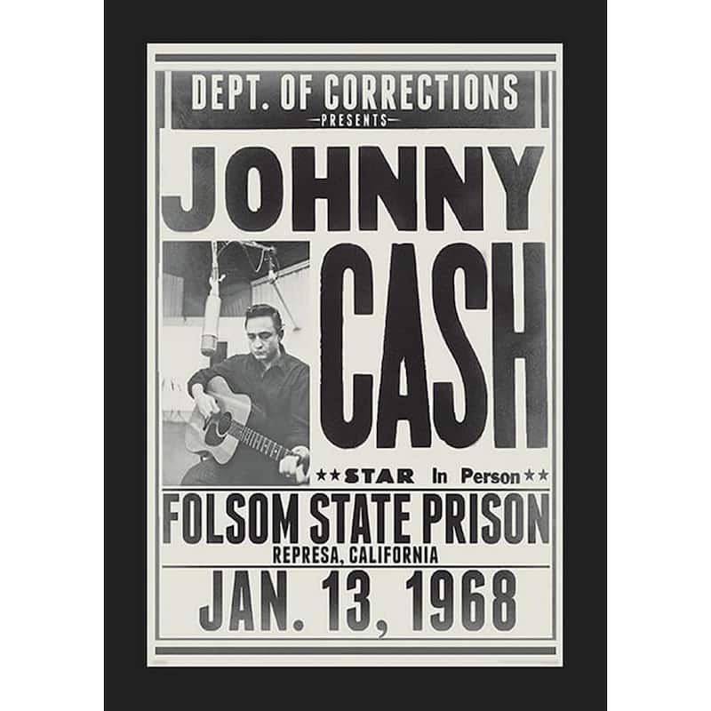 Johnny Cash Department of Corrections Folsom State Prison Concert Poster Framed Poster - 24 x 36 Inch